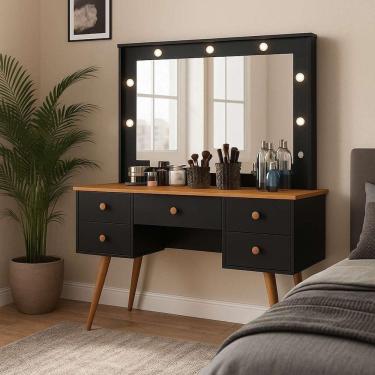 Imagem de Penteadeira Camarim Com Led Anaísa Preto/nature