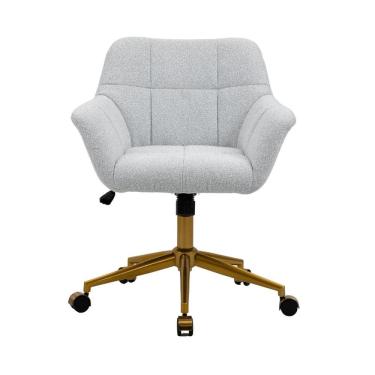 Imagem de Cadeira Poltrona Giratória Pelegrin PEL-0202 Dourada e Cinza Claro