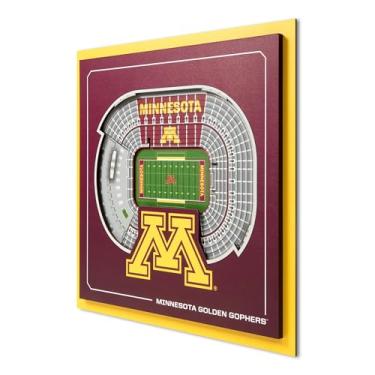 Imagem de YouTheFan Arte de parede 3D oficialmente licenciada NCAA Minnesota Golden Gophers Stadium Series - réplica de estádio de equipe de várias camadas, presente detalhado para fãs de esportes, decoração