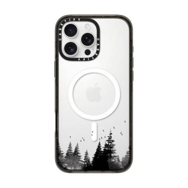 Imagem de CASETiFY Capa Impact para iPhone 16 Pro Max [proteção contra quedas de grau militar de 2,5 m 4X/compatível com Magsafe] - Capa transparente floresta mínima - preta transparente