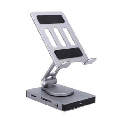 Imagem de Diyeeni Hub USB C 8 Em 1 Com Suporte, Estação de Acoplamento USB C Com HDMI 4K @ 60 Hz, Carregamento PD de 100 W, Leitor de Cartão, RJ45 USB3.0 3,5 Mm, Compatível Com Steam Deck ROG