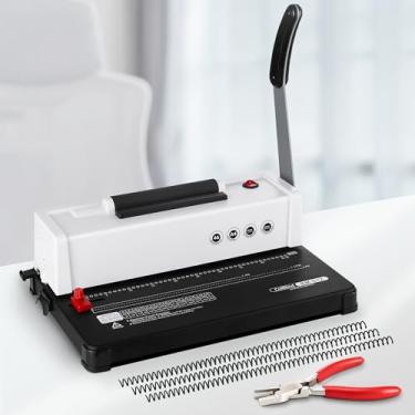 Imagem de Máquina de encadernação em espiral, capacidade de perfuração de 12 folhas, inserção de bobina elétrica, máquina de encadernação de livros para papel tamanho A4/A5/carta, com 1 caixa de bobinas e