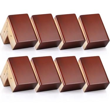 Imagem de Geelin Pacote com 8 peças de elevação de madeira para móveis de 7,6 cm de altura em forma de L com parafusos de metal e almofadas antiderrapantes, pernas de móveis, pernas de sofá, pés de substituição