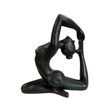 Imagem de Dwelloria Escultura de estatueta de ioga, estátua de ioga abstrata moderna para decoração de casa, elegante estatueta feminina de meditação para sala de estar, escritório, estúdio de ioga e exibição