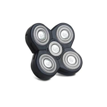 Imagem de Cabeça de barbear de substituição, cabeça de 5 lâminas rotativa universal molhada e seca para cabelos grossos Cabeça/crânio, rosto, corpo, braços, pernas, costas, peito, homens e mulheres, 1 unidade