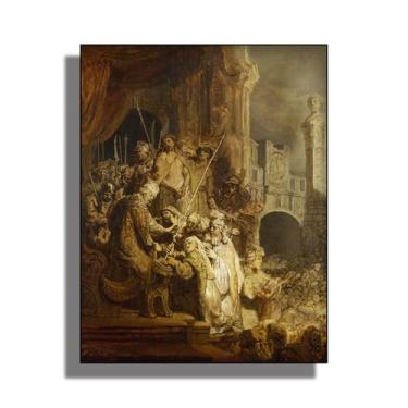 Imagem de OKRA Rembrandt Canvas Wall Art - Decoração de parede Cristo antes de Pilatos - Imagens históricas - Móveis elegantes e itens decorativos para banheiros, quartos e cozinhas. Sem moldura. 30 x 40 cm