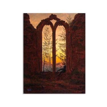 Imagem de ZUJGHSJG Ruínas do Oybin por Caspar David Friedrich Impressões em tela Bem Decoração The World Classic Art Reproduções de arte grande giclée arte de parede para sala de estar decoração de casa 65 x 50