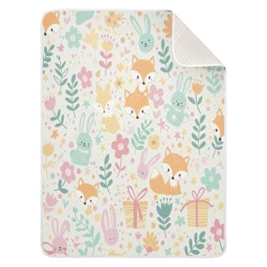Imagem de Qilmy Cobertor de bebê Fox 76 x 101 cm, cobertor infantil de algodão macio para meninos e meninas, cobertor leve e quente para berço e carrinho de bebê recém-nascido