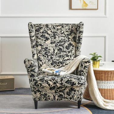 Imagem de Capas de poltrona Wingback estampadas, cadeiras de destaque, capas de cadeira, protetor de móveis, tecido elástico com elástico antiderrapante para sala de estar - Tipo 05||Tamanho regular
