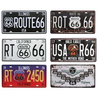 Imagem de SUMIK Placa de parede retrô placa de carro de metal vintage, decoração de parede decorativa, 30 x 15 cm (Rt 66)