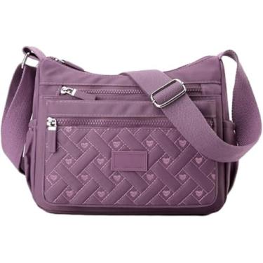 Imagem de GTIANHE-TAN Bolsa tiracolo feminina à prova d'água cor sólida preta rosa casual bolsa mensageiro, Taro roxo, One Size