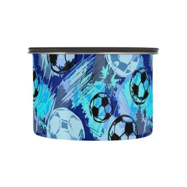 Imagem de Bolas de futebol abstratas, recipientes grandes de armazenamento de café de 500 ml com tampas herméticas e rastreador de dados