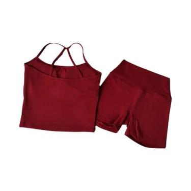 Imagem de Conjunto De Roupas De Exercício Feminino Com Top De Yoga Slim Fit E Sh
