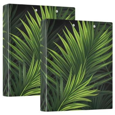Imagem de Pasta verde com folhas de palmeira, 3 argolas para papel tamanho carta 2,5 cm, organizador de fichário, 2 unidades