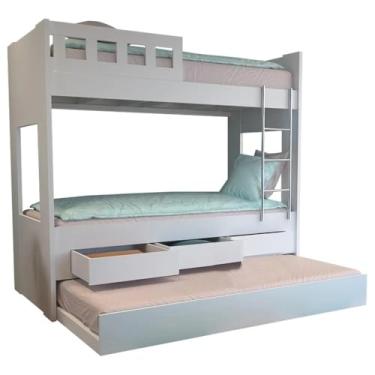 Imagem de Treliche 3 Gavetas com Escada Metalizada Faces F04 Branco - Mpozenato