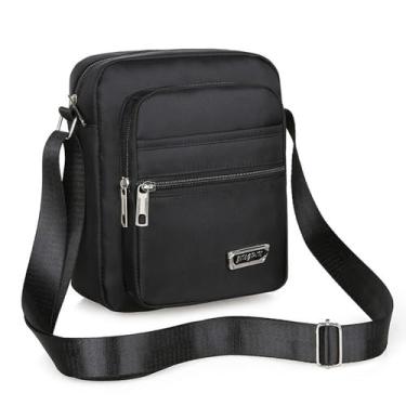 Imagem de Bolsa transversal masculina, bolsa tiracolo de grande capacidade, bolsa de ombro único, bolsa masculina simples e casual de negócios, Preto, Comutar