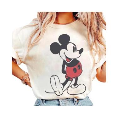Imagem de Camiseta Retro Extra Grande Da Disney Mickey Mouse Para Mulheres, Verã