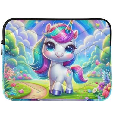 Imagem de Capa para notebook de unicórnio arco-íris fofa capa universal para notebook de 13 a 14 polegadas fofa para MacBook Pro de 13 polegadas