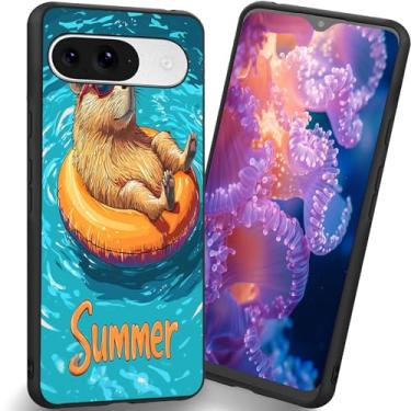 Imagem de RUUHLJLET Projetada para Google Pixel 10/10 Pro de 6,3 polegadas, capa fosca macia oferece proteção total (capivara de verão)