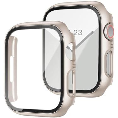 Imagem de Capa protetora de policarbonato rígido, compatível com Apple Watch tamanhos 40/41/42/44/45/46 mm, inclui protetor de tela, adequado para iWatch Series SE 4 5 6 7 8 10 11 Ultra. (Starlight, série 7/8/9