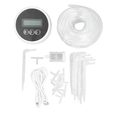 Imagem de YUKOFE Sistema automático de irrigação de plantas, temporizador de irrigação programável, visor LCD, alimentado por USB, configuração personalizável para plantas de interior, rega até 10 plantas