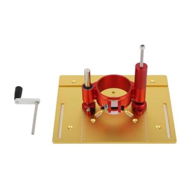 Imagem de QANYEGN Kit de elevação do roteador, kit de levantamento manual do roteador, placa base de inserção de serra de mesa com manivela para máquina de corte de 63,8 mm a 65 mm (Ouro)
