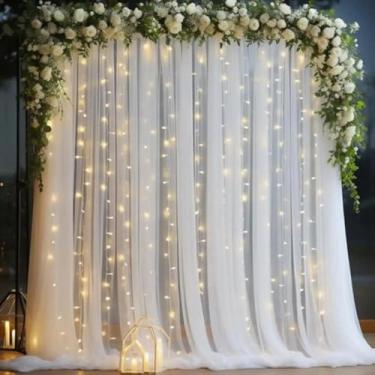 Imagem de Conjunto De Cortinas De Tule Transparente Para Decoração De Aniversári