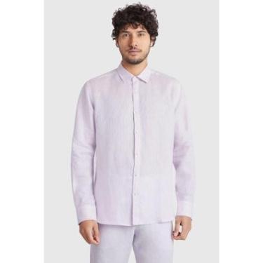 Imagem de Camisa Manga Longa Slim Linho Irlandês Lilas Claro 112-Masculino
