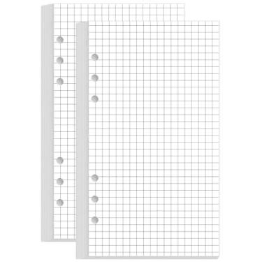 Imagem de (Pacote com 2) Recargas de papel milimetrado A6 – Papel quadriculado para fichários pessoais Filofax, 6 furos perfurados, 200 folhas/400 páginas, 100 g/m², 9 cm x 16,75 cm