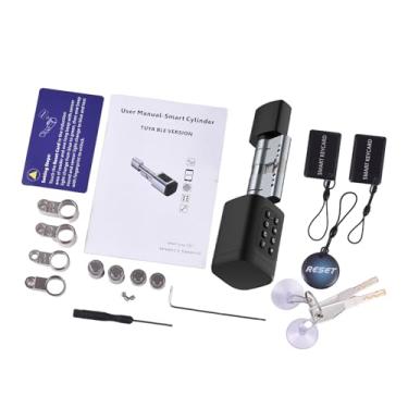 Imagem de CUOFYUNL 5 em 1 Smart Lock WiFi Fechadura de porta de entrada sem chave TY APP/Impressão digital/Senha/Cartão/Chave mecânica Métodos de desbloqueio Fechadura de porta BT (Preta)