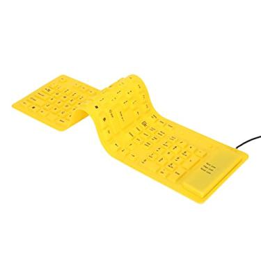 Imagem de Teclado De Silicone, 108 Teclas, Teclado De Silicone Dobrável, Teclado Silencioso, Flexível, à Prova D'água, à Prova D'água, à Prova De Poeira, USB, Com Fio, Teclado Rollup, Fino, Macio(Amarelo)