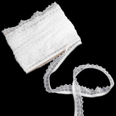 Imagem de 10 metros de fita de renda branca com laços elásticos floral crochê fita larga elástica para costura para vestido de noiva decoração de vestido de casamento artesanato embrulho de presente de Natal
