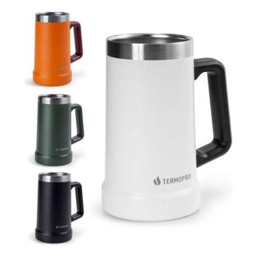 Imagem de Caneca Térmica Inox De Cerveja Chopp À Vácuo 709ml Termopro, Branco