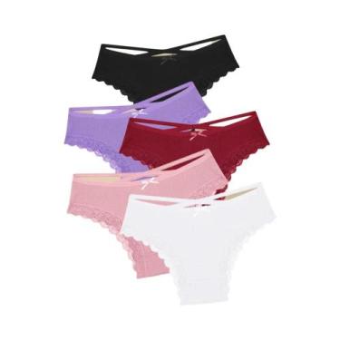 Imagem de Calcinhas De Renda De Algodão Femininas 5PCS Confortáveis Calcinhas Br