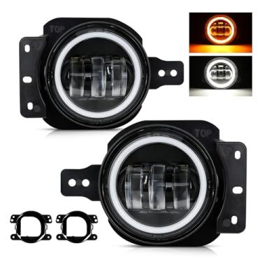Imagem de MIRUNNY Faróis de neblina LED de 10 cm para Wrangler JL e Jeep Gladiator JT 2018-2025, lâmpadas de neblina redondas com DRL e seta âmbar