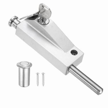 Imagem de PATIKIL Fechadura de porta deslizante de pátio, fechadura de porta de vidro deslizante de liga de zinco com 2 chaves internas de segurança doméstica aprimorada para apartamentos e hotéis, prata