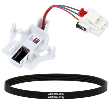 Imagem de WH03X32158 Sensor de velocidade da lavadora e correia de acionamento da arruela WH01X24180 adequada para lavadora de roupas GE Hotpoint, substitui WH12X25294 WH12X26330 AP7020336 PS16619248 AP6024314