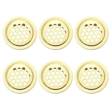 Imagem de PATIKIL Saídas de ar circulares de 2,5 cm (25 mm), pacote com 6 venezianas de ventilação de aço inoxidável com orifício de malha redonda para cozinha, banheiro, sapato, armário, guarda-roupa, dourado