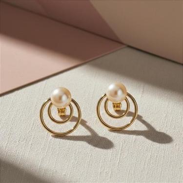 Imagem de Brinco Infantil Ouro 18k com Pérola Redonda de 3mm - Design Minimalist