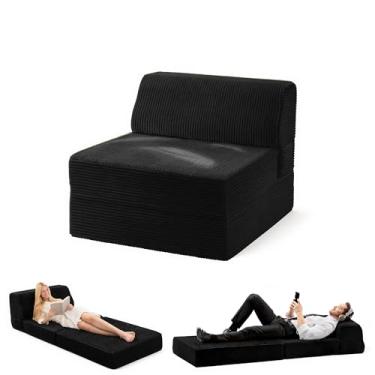 Imagem de Kasunpul Sofá-cama dobrável com travesseiro, cama de cadeira dobrável de espuma de memória, cadeira conversível com capa lavável, sofá futon para sala de estar/dormitório/uso de hóspedes/escritório em