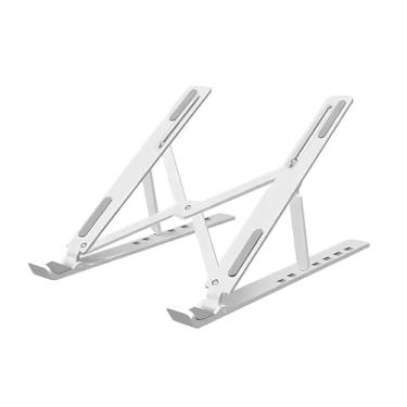 Imagem de Suporte portátil dobrável para laptop ajustável para refrigeração, economia de espaço, estrutura resistente para todos os laptops, notebooks, mesa de computador, escritório, uso doméstico (prata)