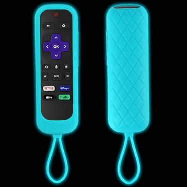 Imagem de Capa para controle remoto Roku, capa TOKERSE compatível com Hisense/TCL Roku TV Steaming Stick/controlador expresso, antiderrapante, à prova de choque, capa protetora de silicone que brilha no escuro