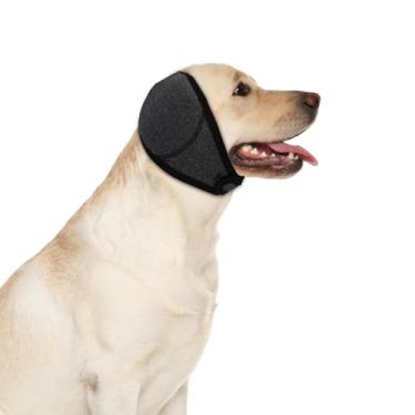 Imagem de Protetor de orelha com capuz calmante para cães, protetor de orelhas silenciosas, à prova d'água e ajustável para proteção contra ruído, fogos de artifício, banho, tempestades (cinza, G)