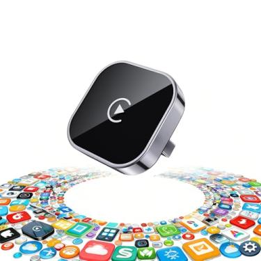 Imagem de Yizro Adaptador CarPlay sem fio atualizado 2026 - conexão automática rápida, conexão estável, adaptador Plug & Play tamanho mini para carros compatíveis com iPhone e Android
