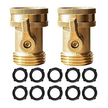 Imagem de 2 Peças Válvula de Fechamento Mangueira Jardim em Latão Resistente com 10 Arruelas Borracha Acessórios Sólido para Equipamentos Rega Rosca 3 4 Polegada