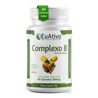 Imagem de Complexo B 8 Vitaminas B12 B9 B6 Biotina B6 B5 B 500mg 60 Cápsulas EuAtivo