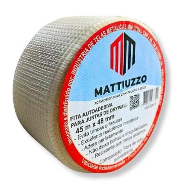 Imagem de Fita Telada Branca Autoadesiva Para Gesso Drywall 45m X 48mm - Mattiuz