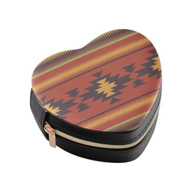 Imagem de Burbuja Caixa de joias com padrão tradicional em forma de coração, mini estojo de viagem para mulheres e meninas, organizador portátil de armazenamento para brincos, anéis, colares e pulseiras