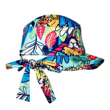 Imagem de Chapéu Praia Viseira Infantil Proteção UV Onça Tropical Verde Água Tip Top-Feminino