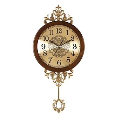 Imagem de Relógio de parede vintage para sala de estar quarto silencioso relógio de parede com pêndulo grande de 50 cm, bateria operada, movimento silencioso digital